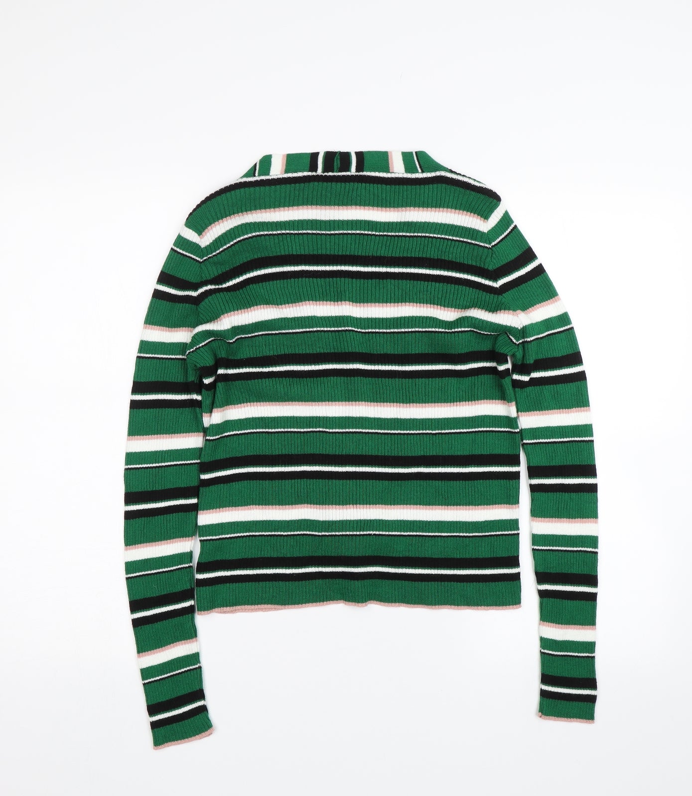 New Look Womens Green Striped  Cardigan Jumper Size 12