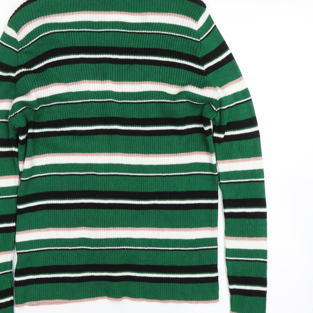 New Look Womens Green Striped  Cardigan Jumper Size 12
