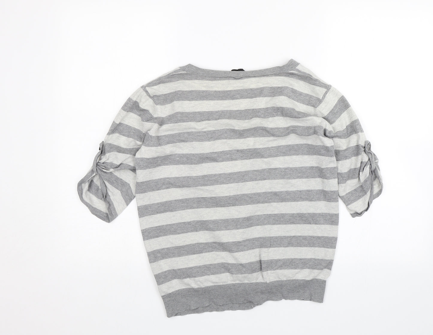 Dorothy Perkins Womens Grey Striped  Cardigan Jumper Size 14