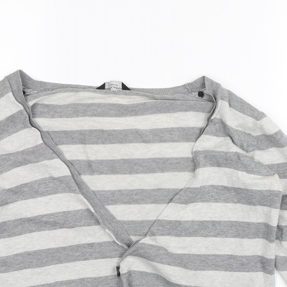 Dorothy Perkins Womens Grey Striped  Cardigan Jumper Size 14