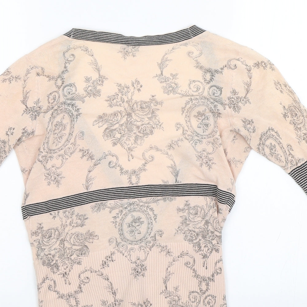 Oasis Womens Pink Floral  Cardigan Jumper Size 8