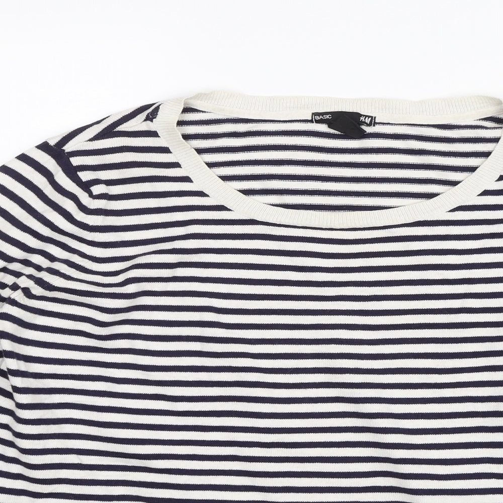H&M Womens Blue Striped  Pullover Jumper Size M