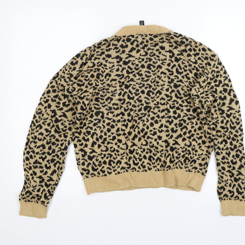 Divided Womens Beige Animal Print  Pullover Jumper Size S