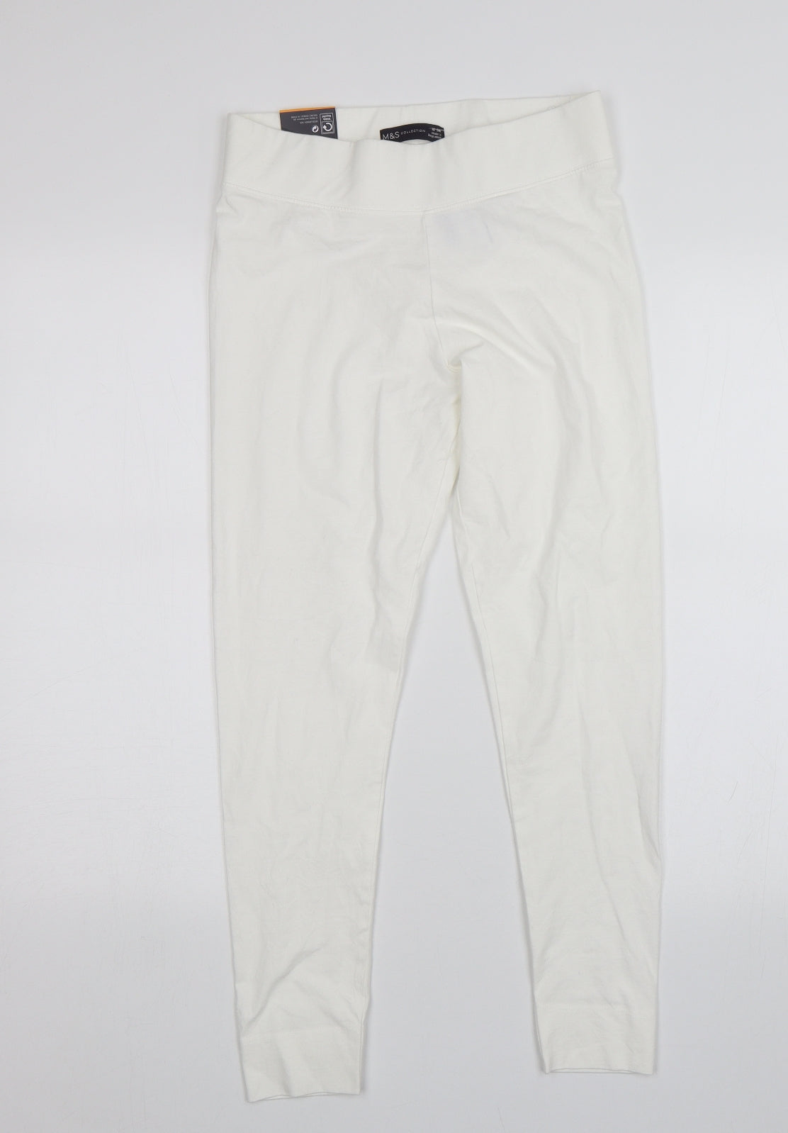 M&S Womens White   Jegging Leggings Size 10 L25 in - Short length