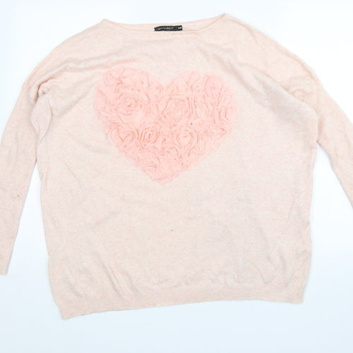 QED London Womens Pink   Pullover Jumper Size S  - Heart