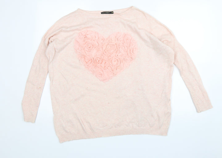 QED London Womens Pink   Pullover Jumper Size S  - Heart