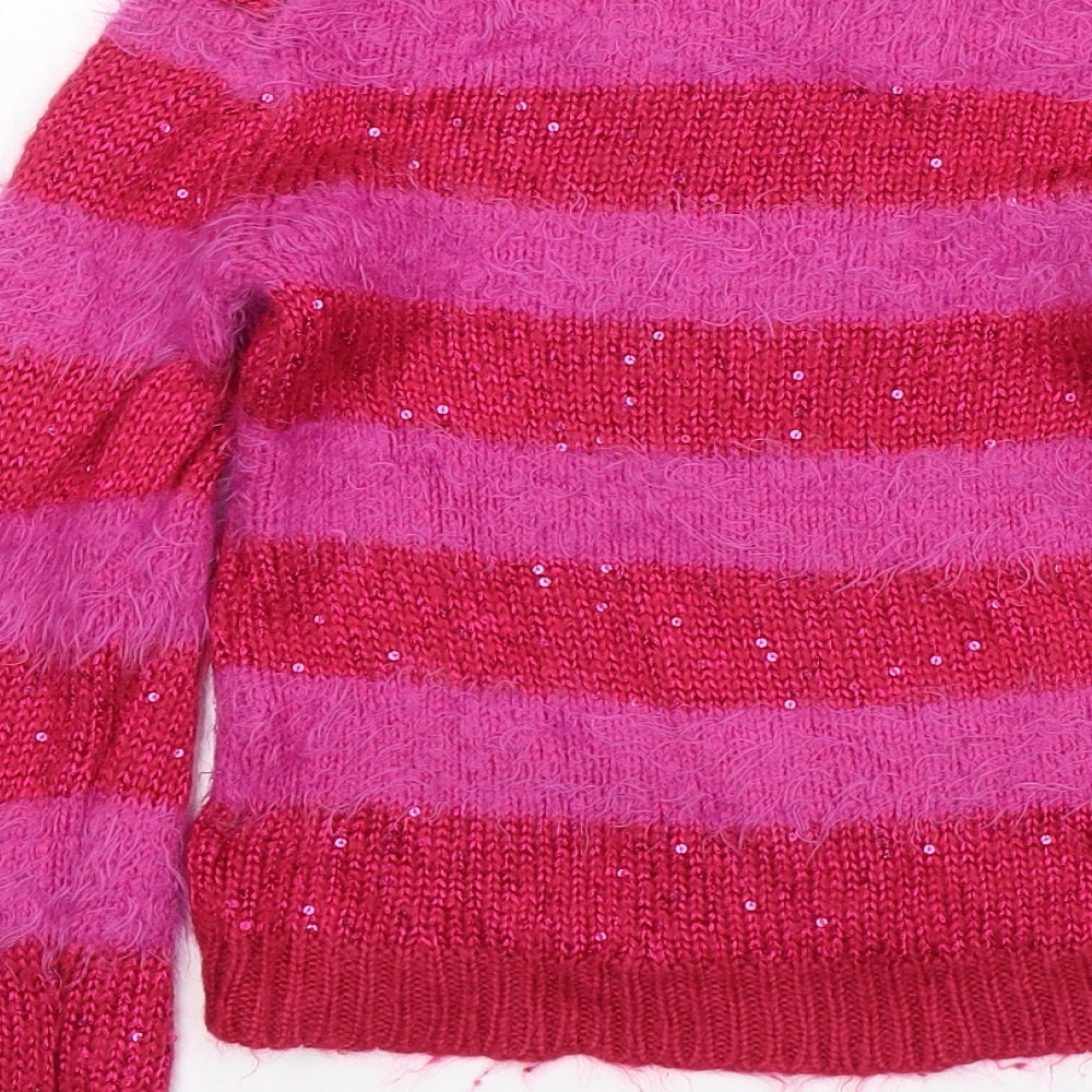 Blue Zoo Girls Pink Striped  Pullover Jumper Size 7-8 Years