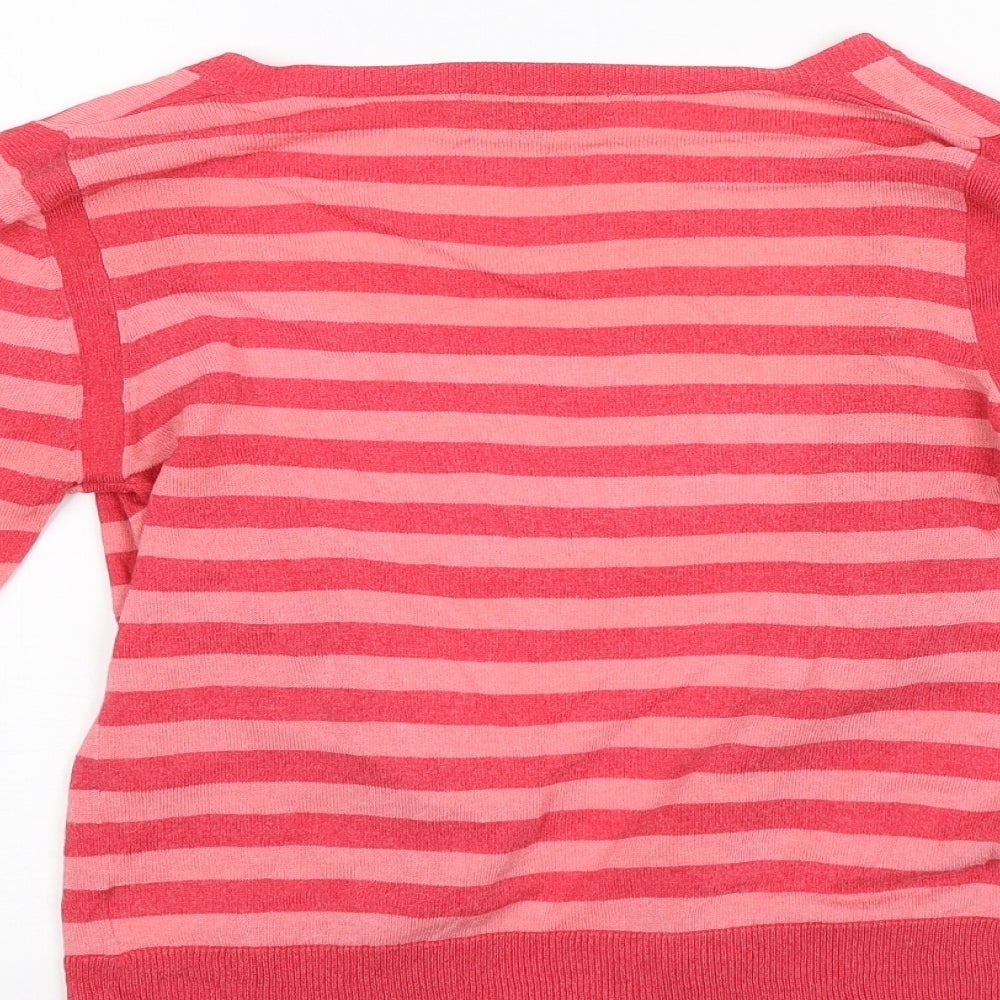 Monsoon Womens Pink Striped  Cardigan Jumper Size 8