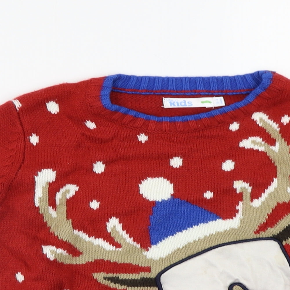 M&Co Boys Red   Pullover Jumper Size 5-6 Years  - Rudolph Christmas