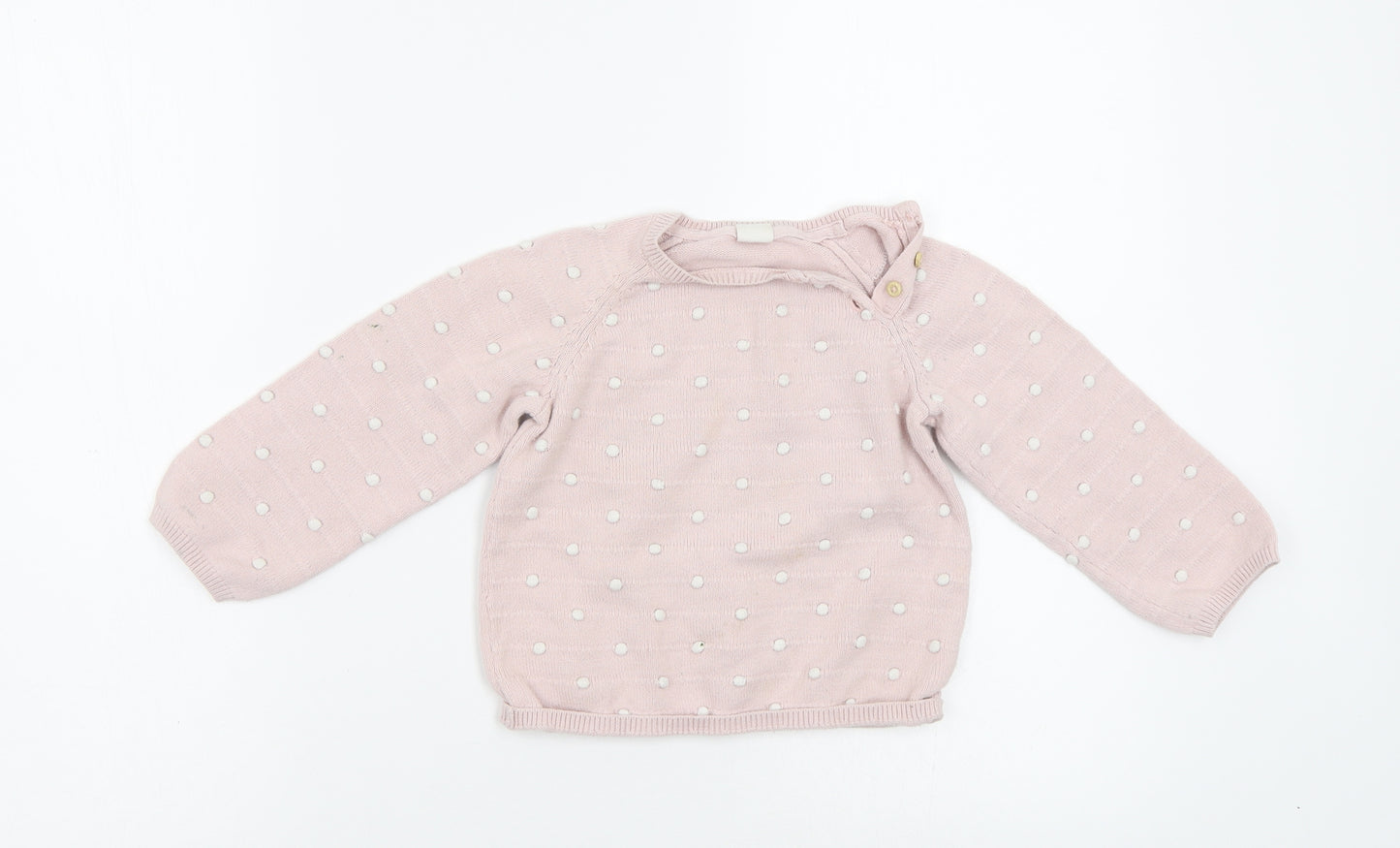 H&M Girls Pink Polka Dot  Pullover Jumper Size 2-3 Years