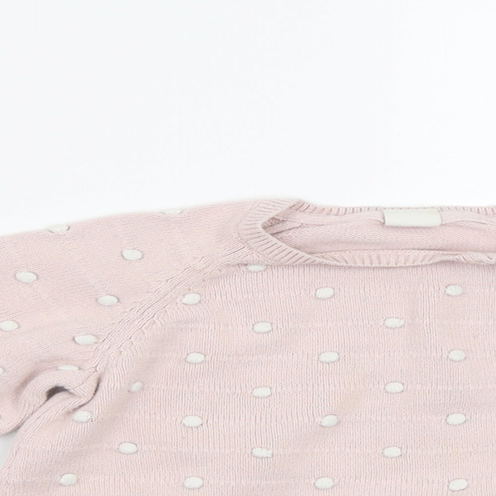 H&M Girls Pink Polka Dot  Pullover Jumper Size 2-3 Years