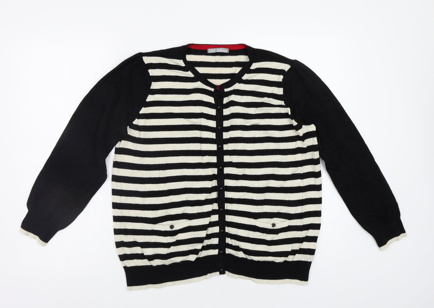 M&S Womens Beige Striped  Cardigan Jumper Size 20