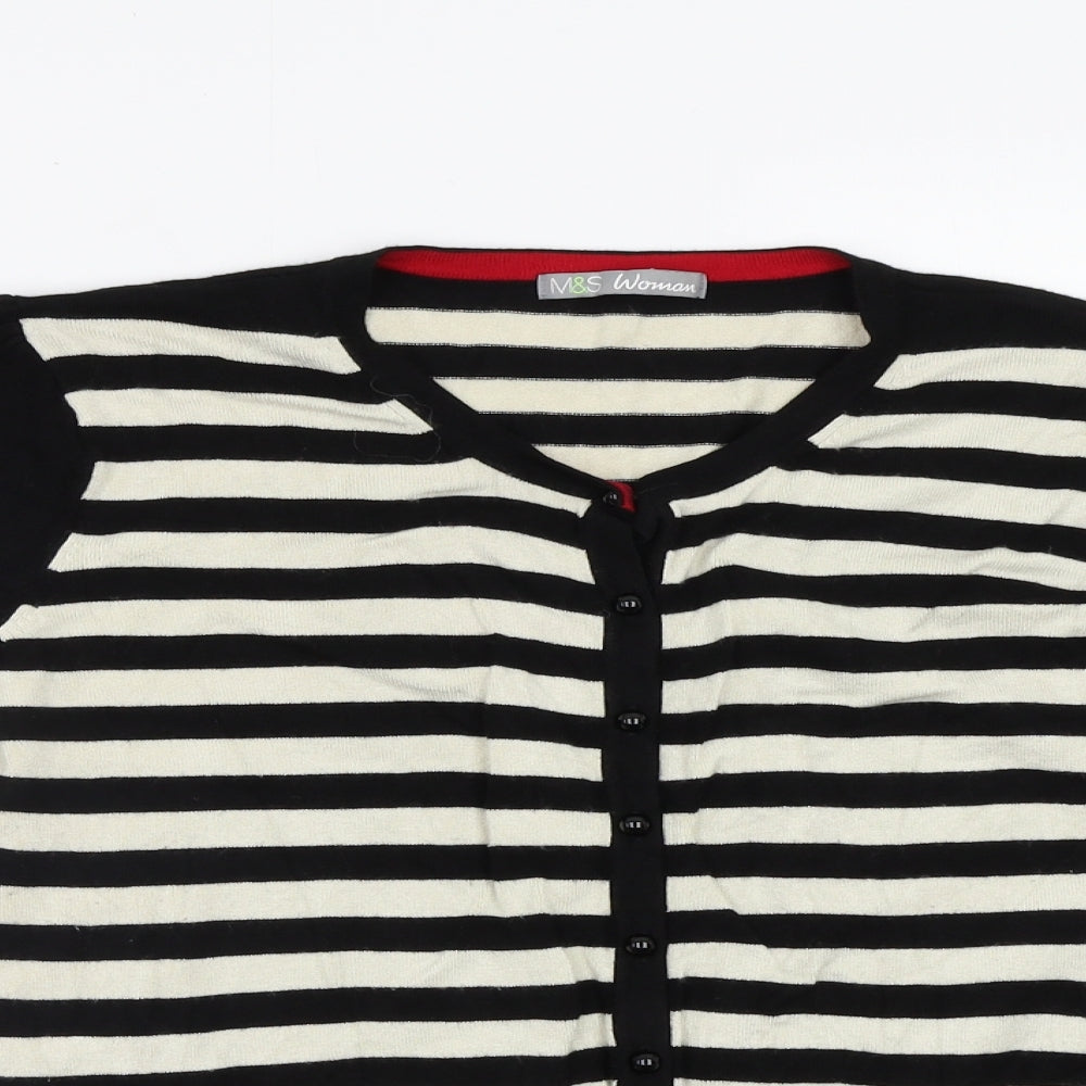 M&S Womens Beige Striped  Cardigan Jumper Size 20