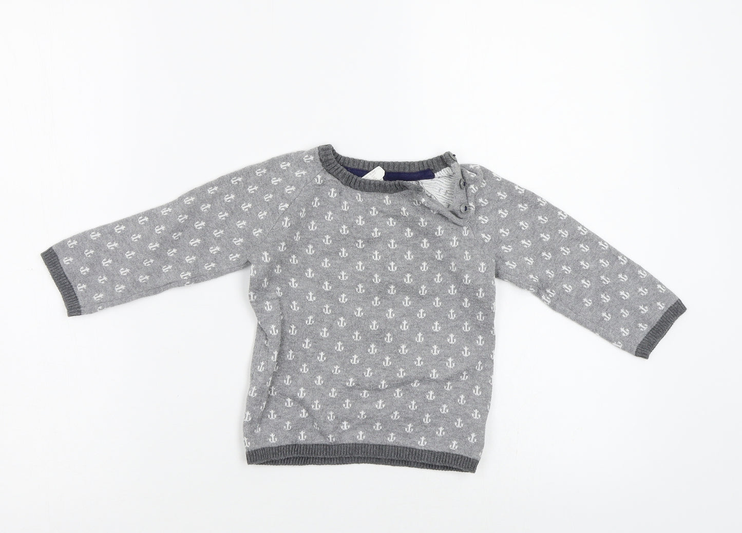 H&M Baby Grey Geometric  Pullover Jumper Size 12-18 Months  - Anchor Print
