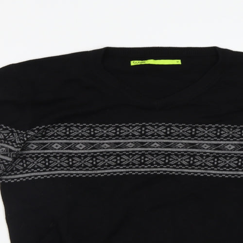 Jules Mens Black Fair Isle  Pullover Jumper Size M