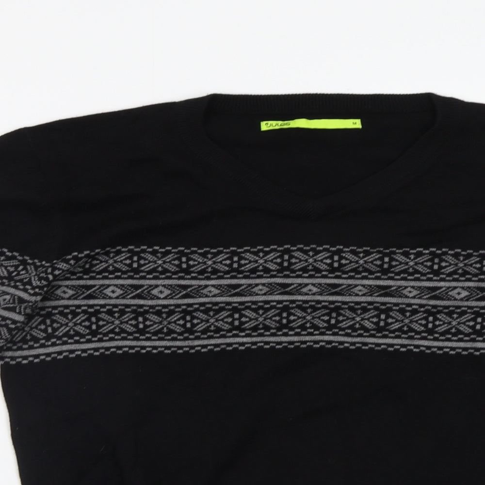Jules Mens Black Fair Isle  Pullover Jumper Size M