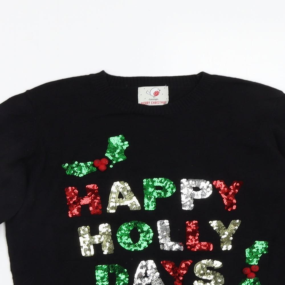 George Girls Black   Pullover Jumper Size 13 Years  - Christmas