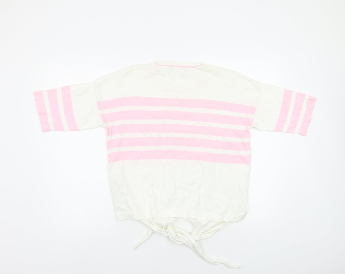 M&S Womens White Striped  Pullover Jumper Size S