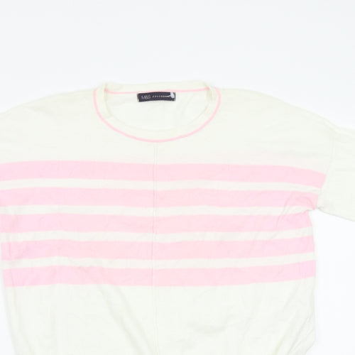 M&S Womens White Striped  Pullover Jumper Size S