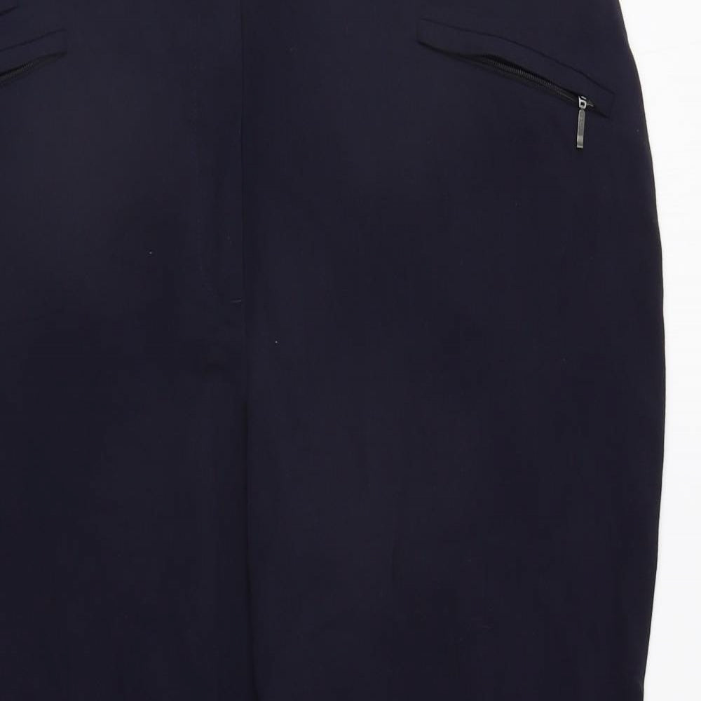 M&S Womens Blue   Trousers  Size 16 L26 in - Elastic Waist Band