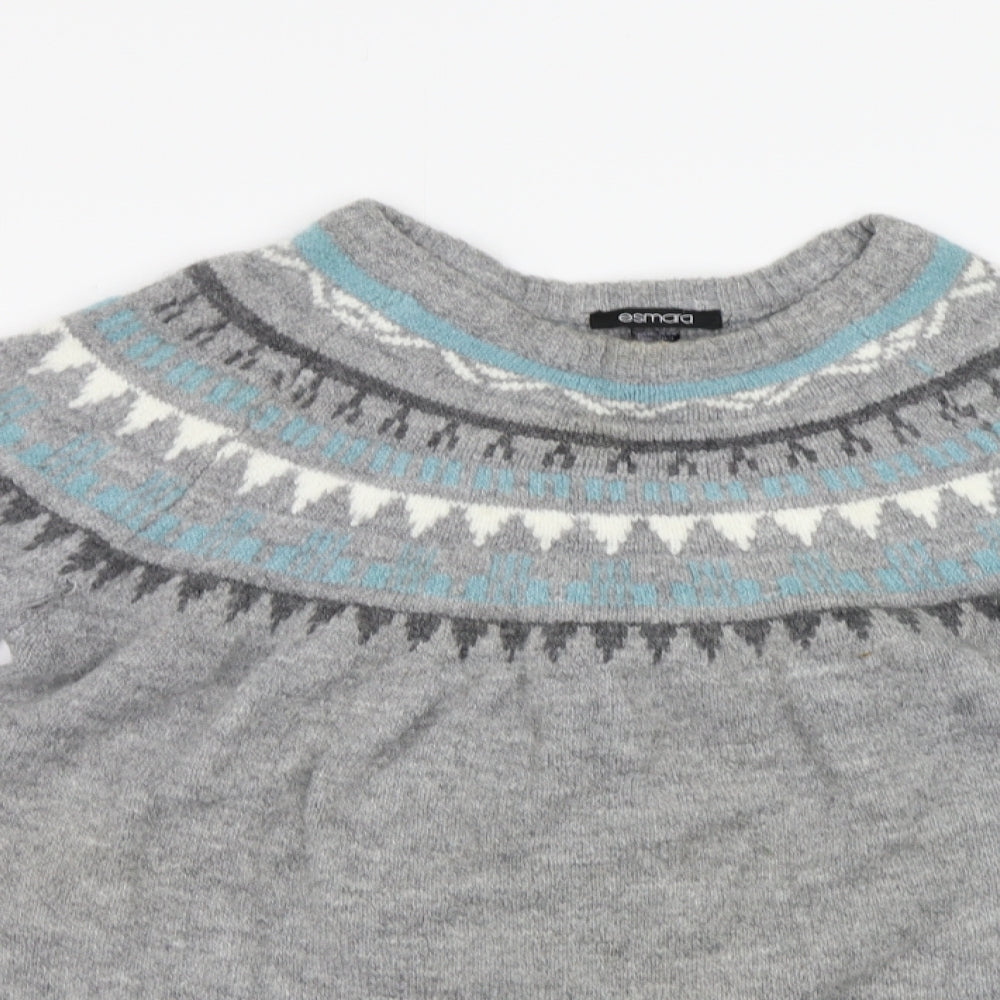 ESMARA Womens Grey Fair Isle  Pullover Jumper Size 16