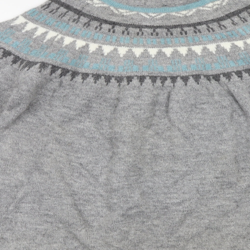 ESMARA Womens Grey Fair Isle  Pullover Jumper Size 16