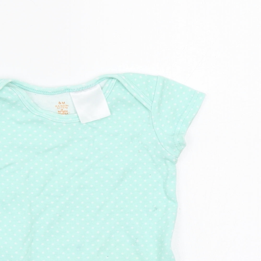 Bright Stars Baby Green Polka Dot  Romper One-Piece Size 6-9 Months