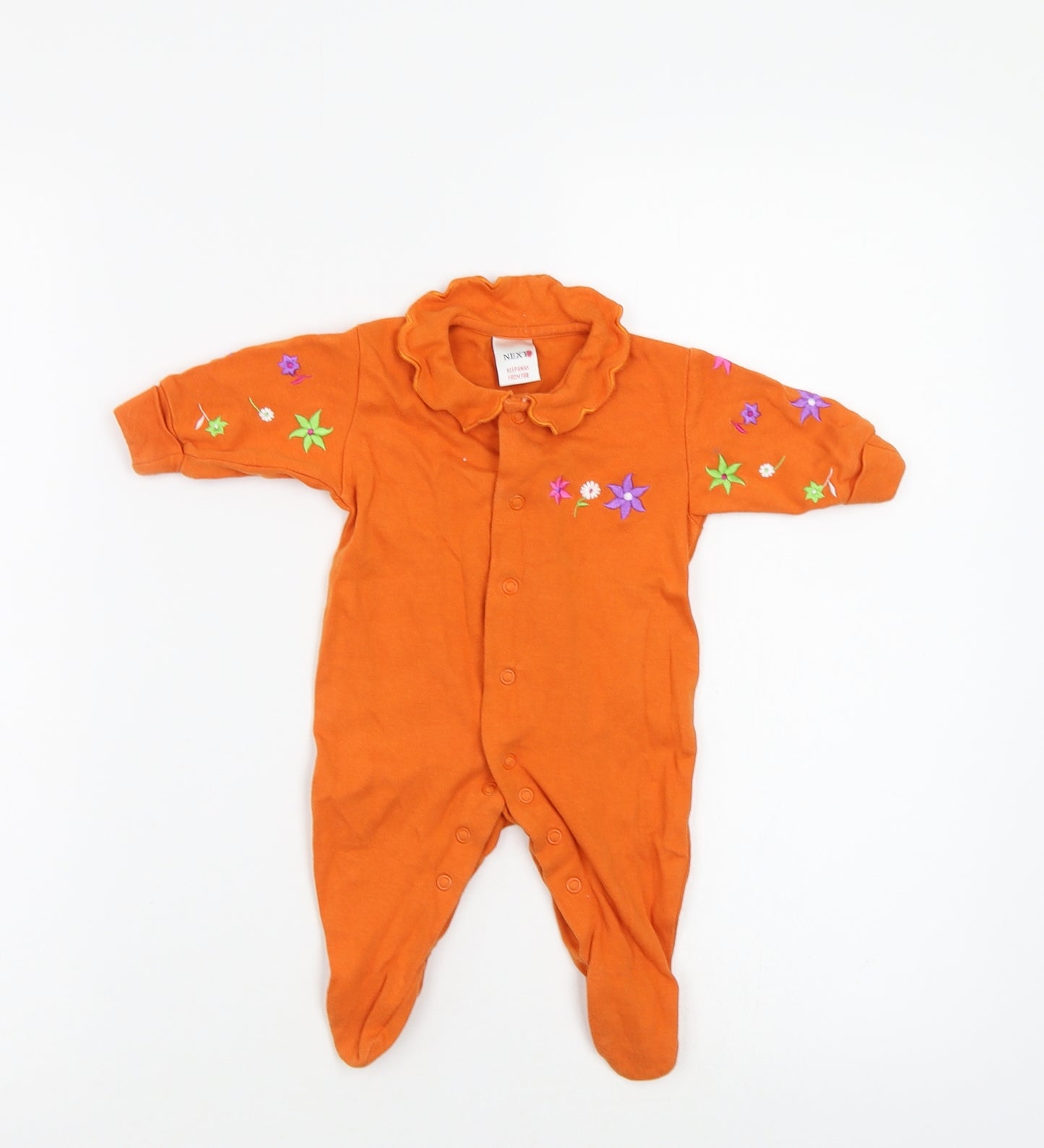 NEXT Baby Orange Floral  Babygrow One-Piece Size 3-6 Months