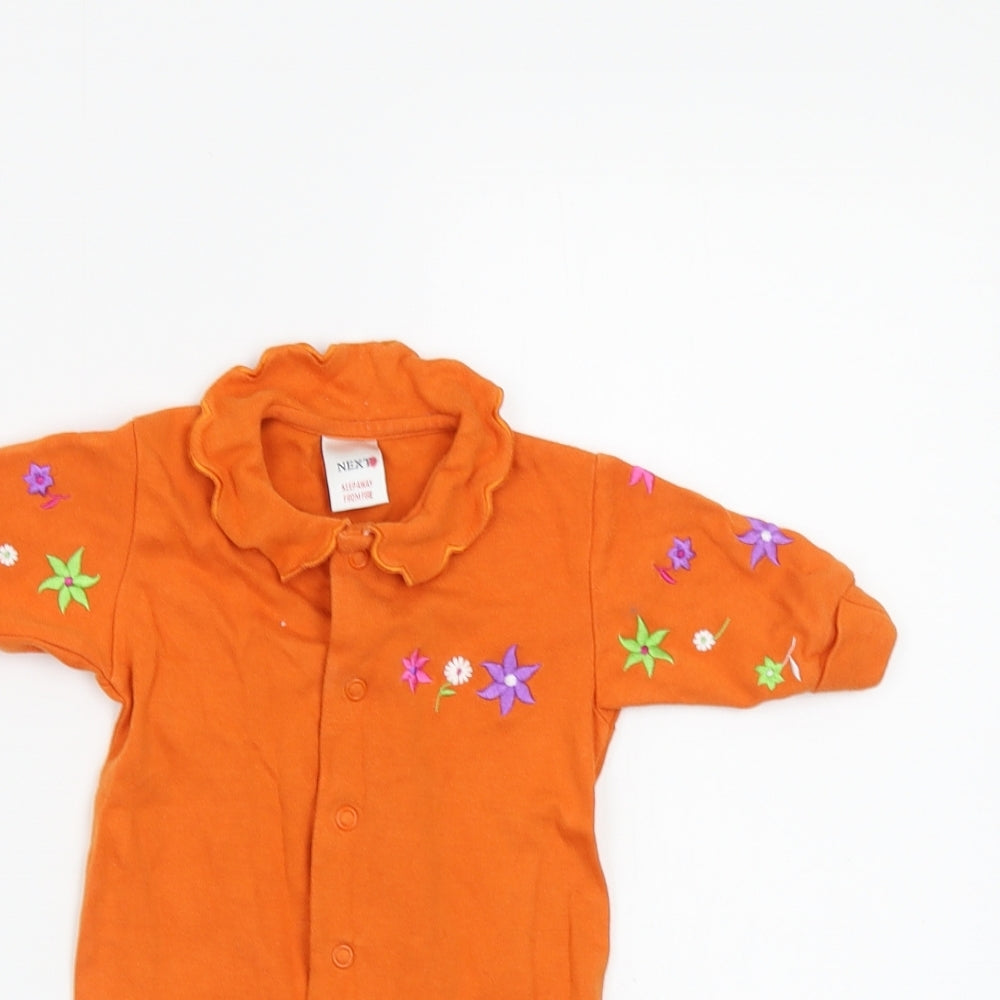 NEXT Baby Orange Floral  Babygrow One-Piece Size 3-6 Months