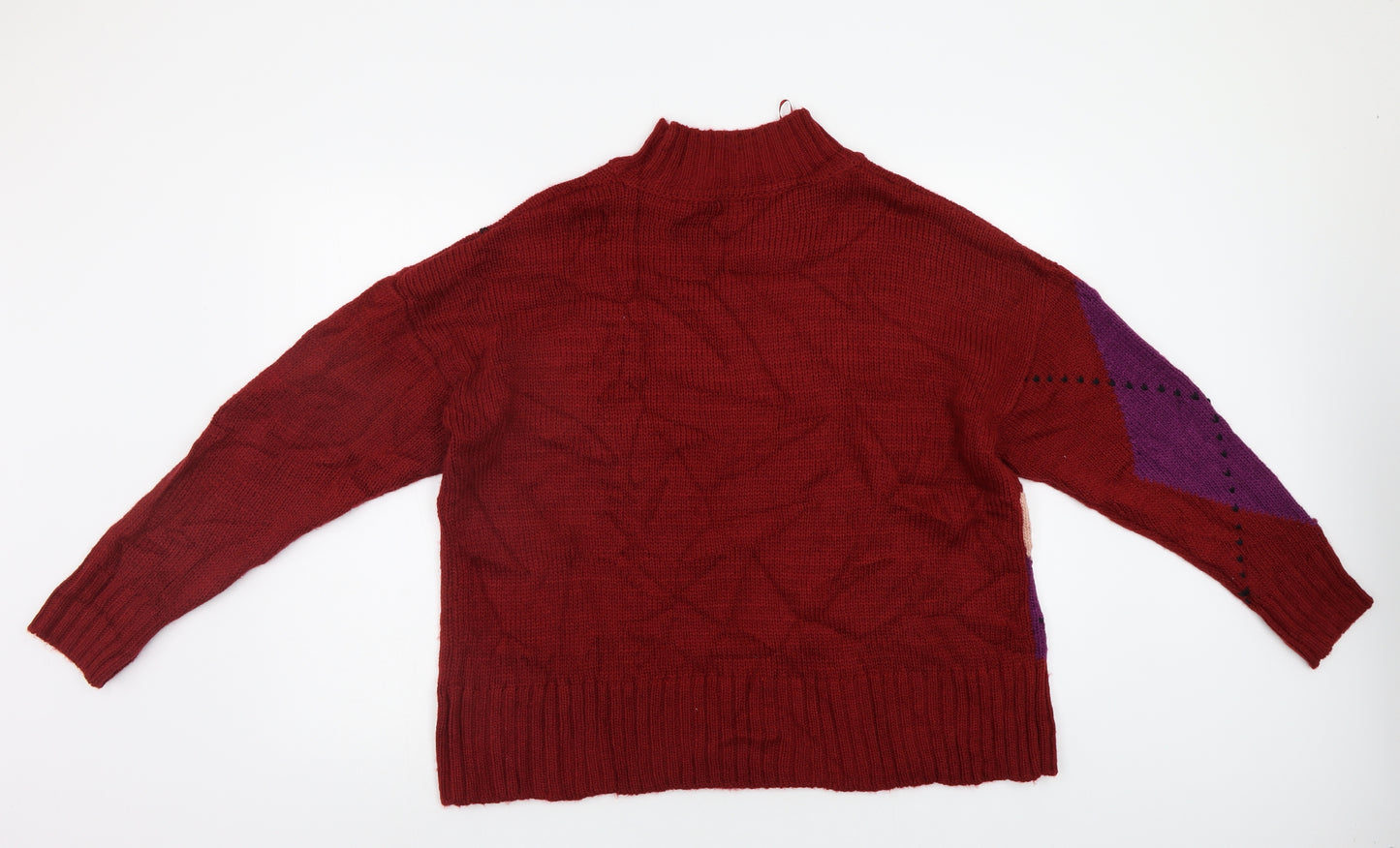 M&Co Womens Red Argyle/Diamond  Pullover Jumper Size 14