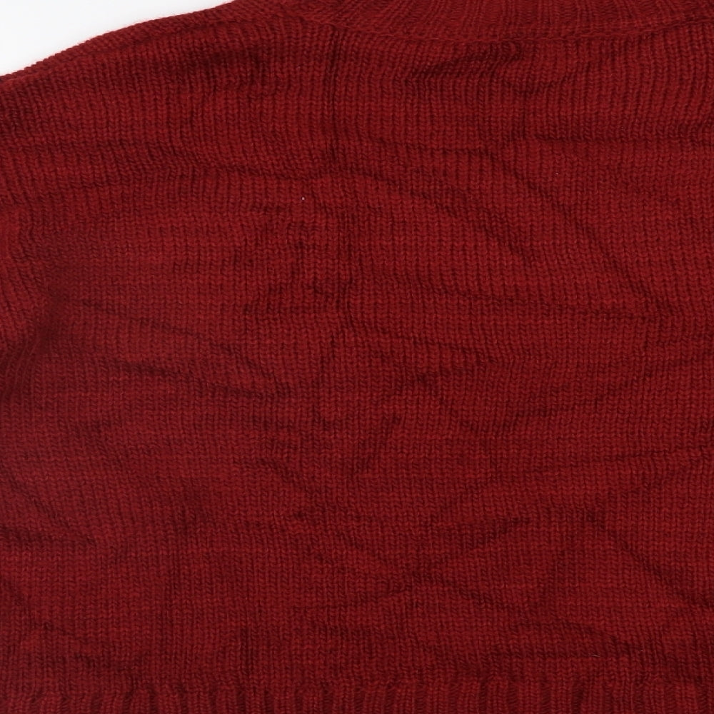 M&Co Womens Red Argyle/Diamond  Pullover Jumper Size 14