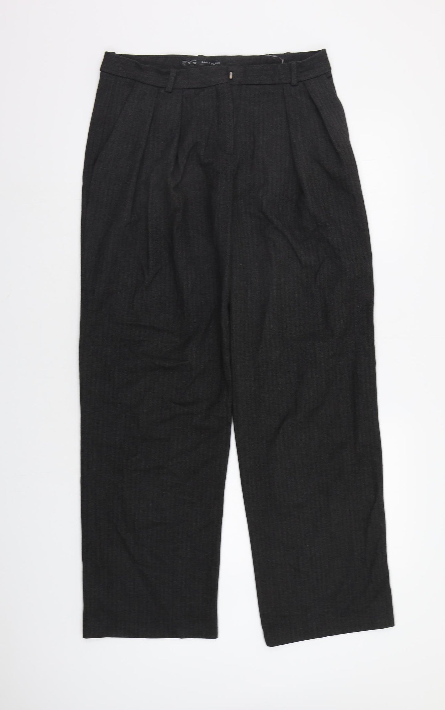 Zara Womens Black Herringbone  Trousers  Size M L32 in