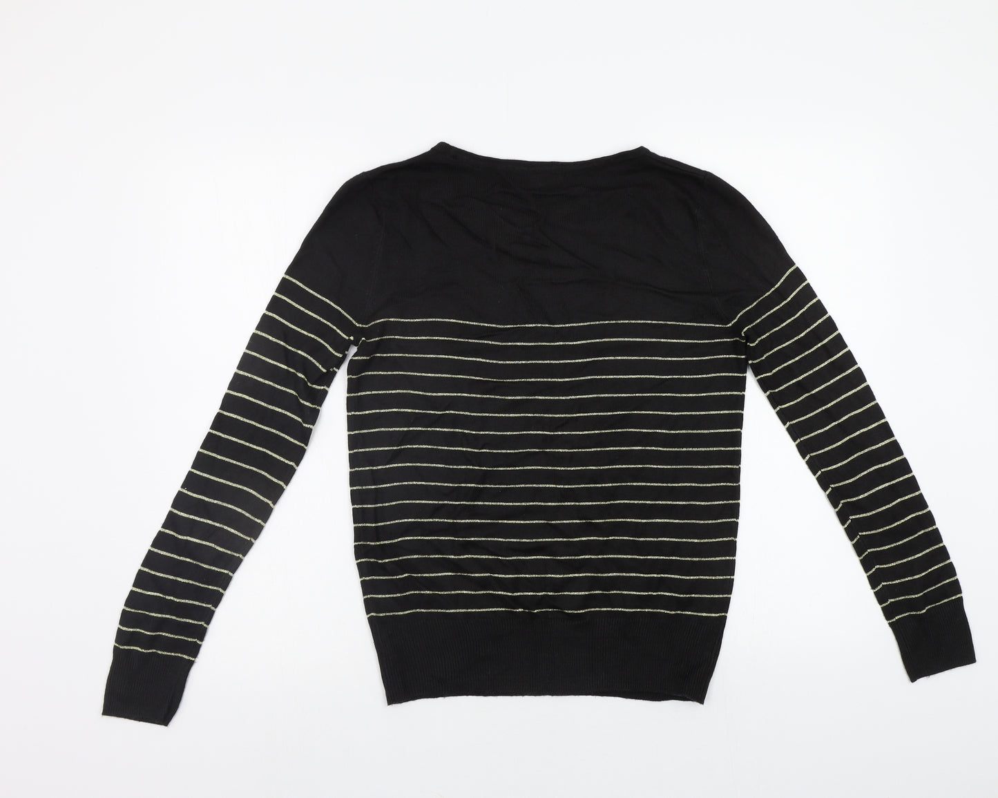 Red Herring Womens Black Striped  Pullover Jumper Size 14