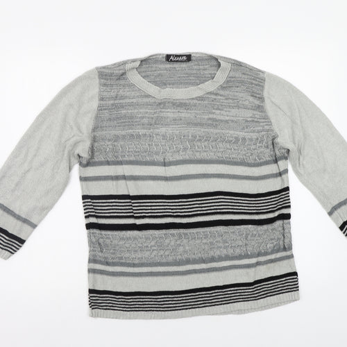 Alexara Womens Grey Striped  Pullover Jumper Size L