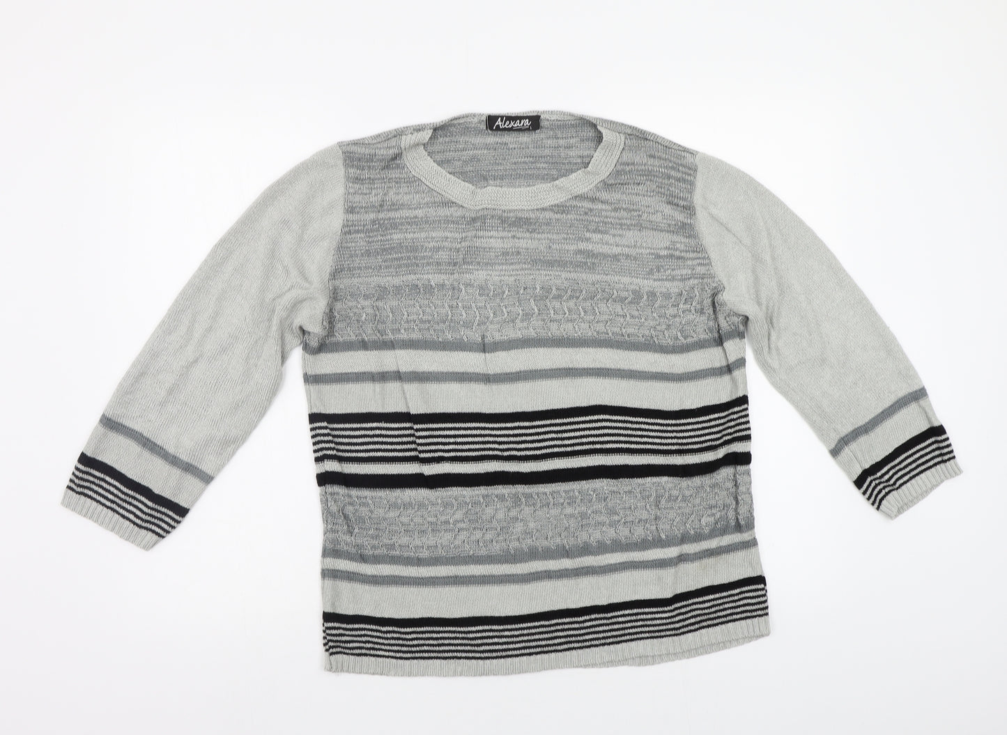 Alexara Womens Grey Striped  Pullover Jumper Size L