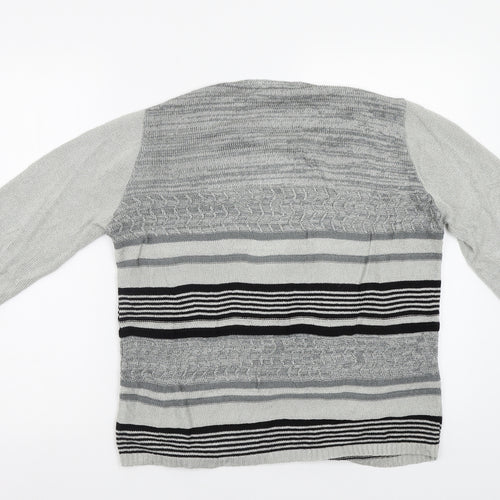 Alexara Womens Grey Striped  Pullover Jumper Size L