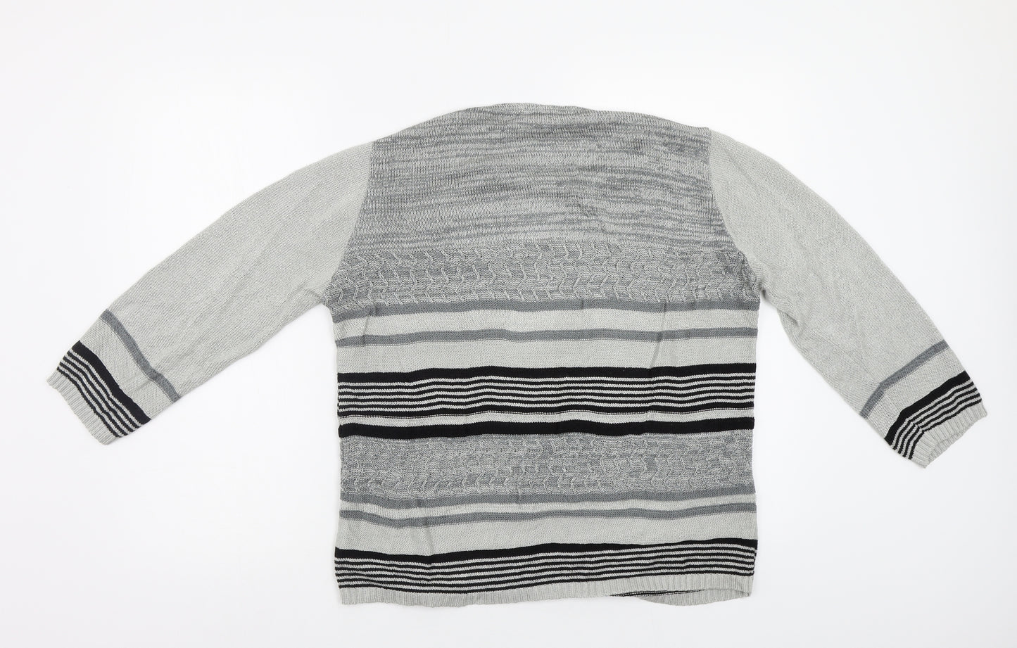 Alexara Womens Grey Striped  Pullover Jumper Size L