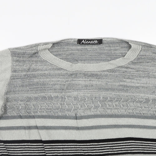 Alexara Womens Grey Striped  Pullover Jumper Size L