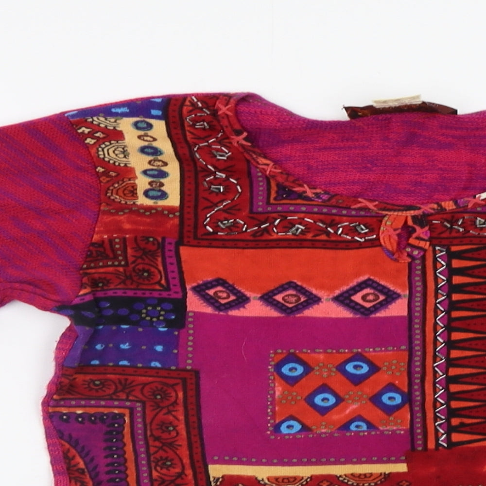 Tchaikhana Womens Purple Geometric  Pullover Jumper Size M