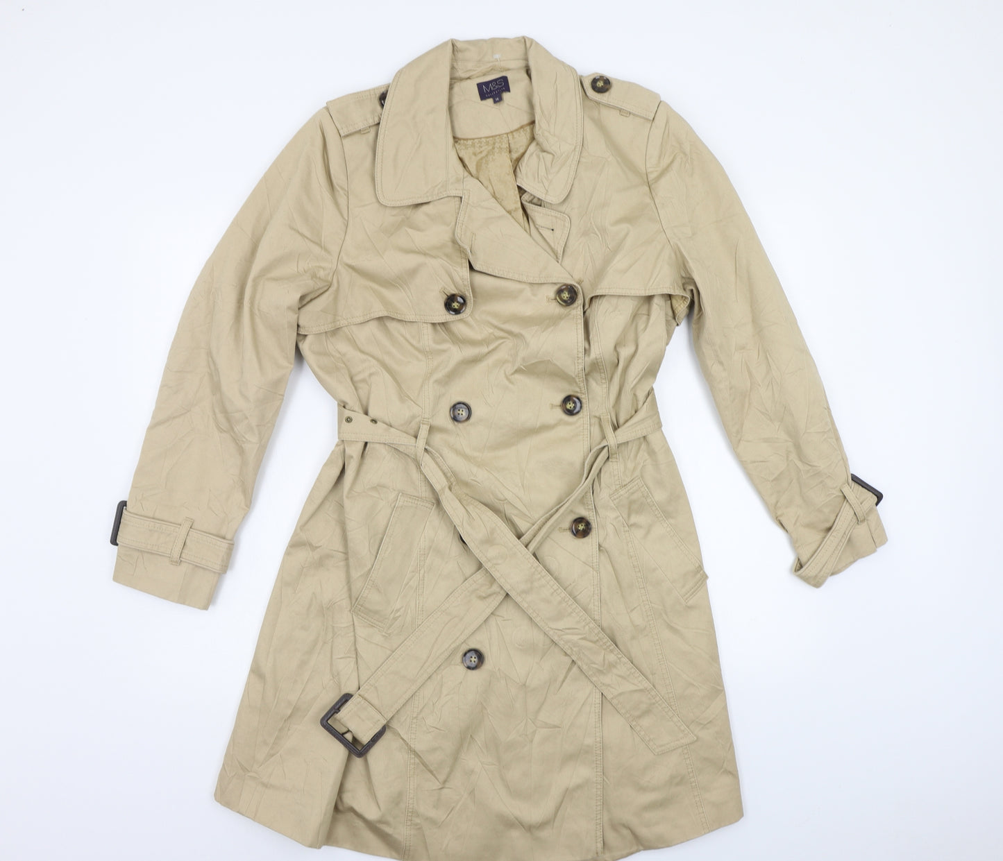 M&S Womens Beige   Trench Coat Coat Size 18