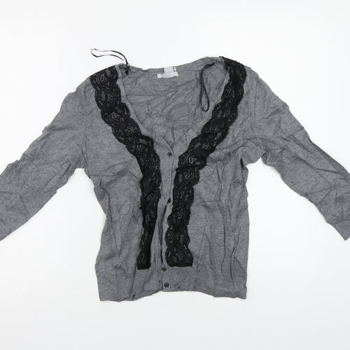H&M Womens Grey   Cardigan Jumper Size S