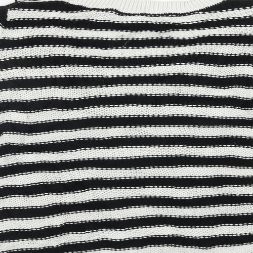 H&M Womens White Striped  Pullover Jumper Size M