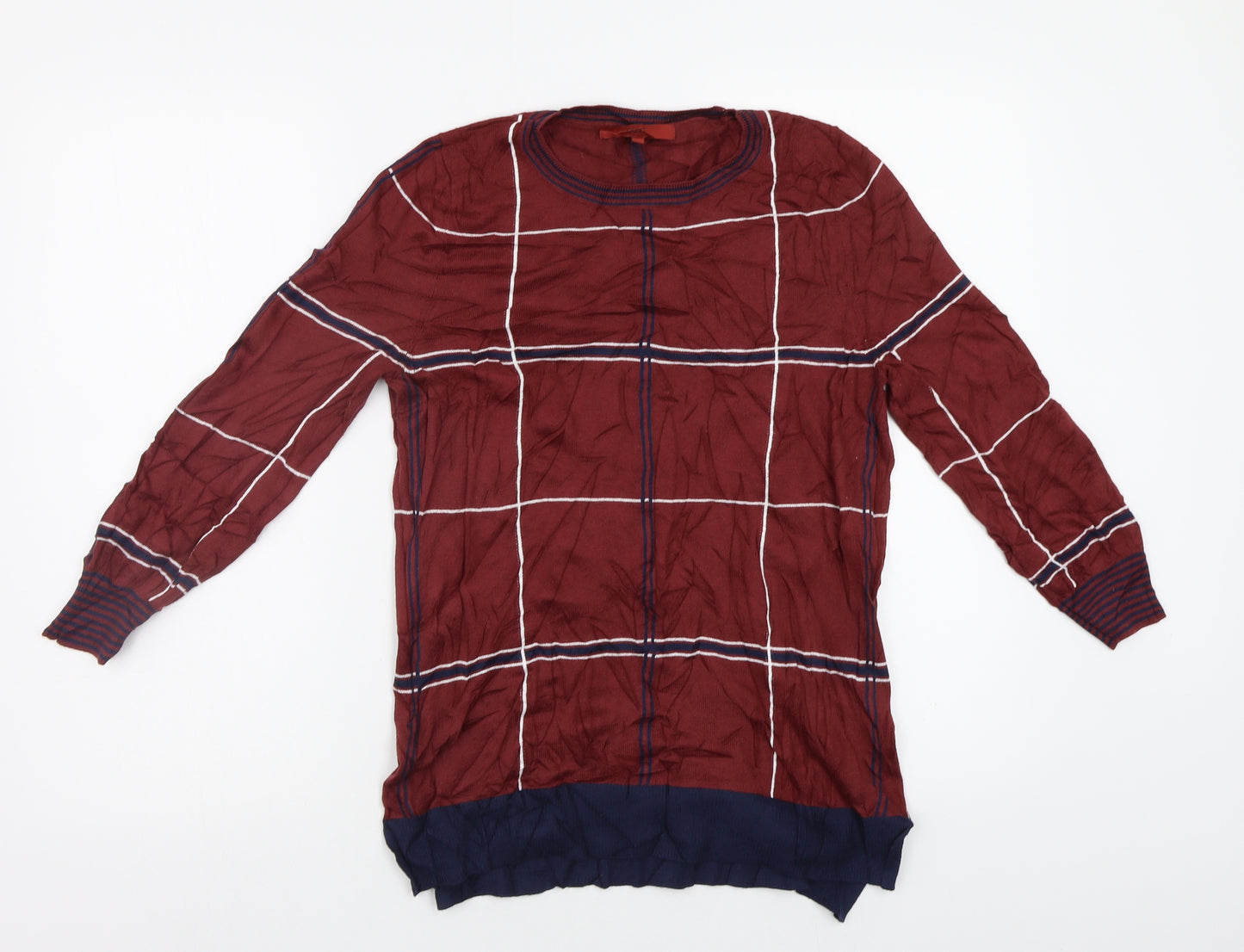 NEXT Womens Red Check  Pullover Jumper Size 10