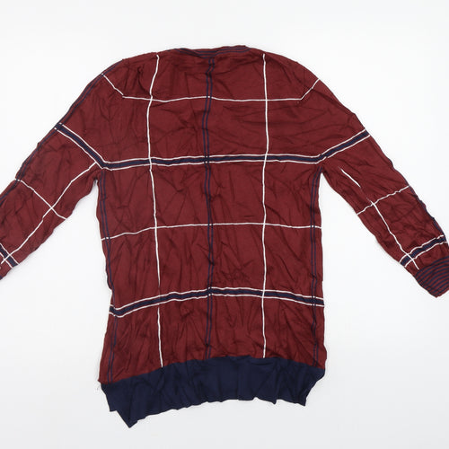 NEXT Womens Red Check  Pullover Jumper Size 10