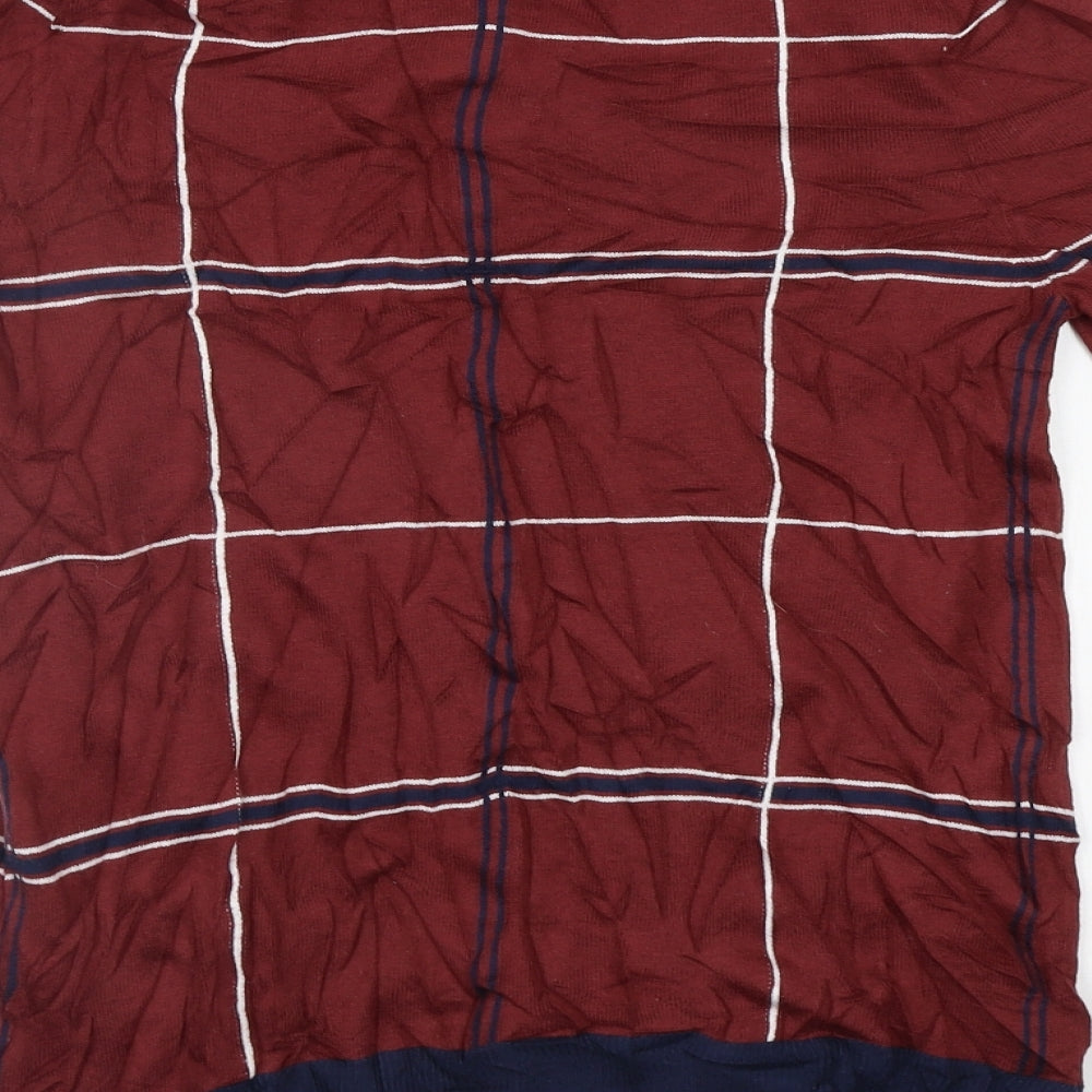 NEXT Womens Red Check  Pullover Jumper Size 10
