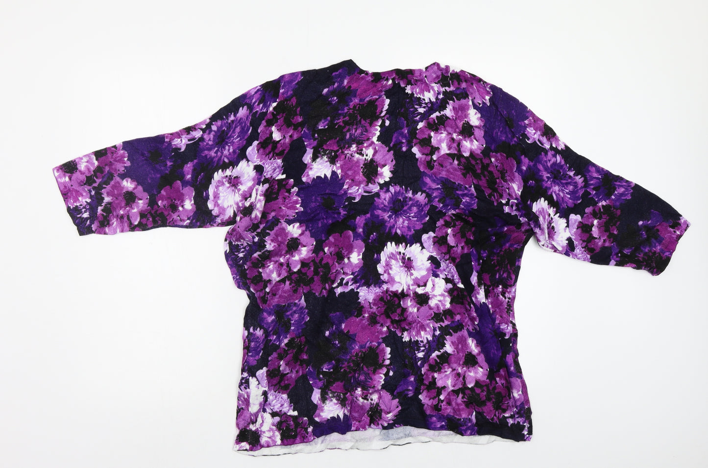 Anna Rose Womens Purple Floral  Pullover Jumper Size XL