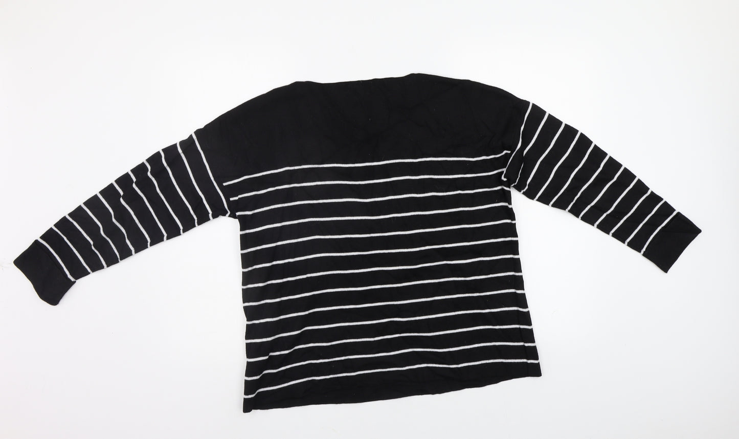 H&M Womens Black Striped  Pullover Jumper Size M