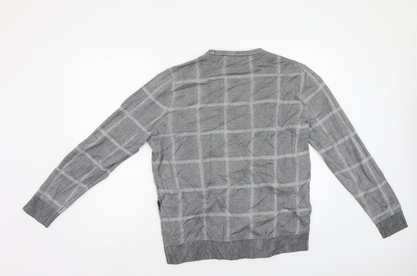 TU Mens Grey Check  Pullover Jumper Size M