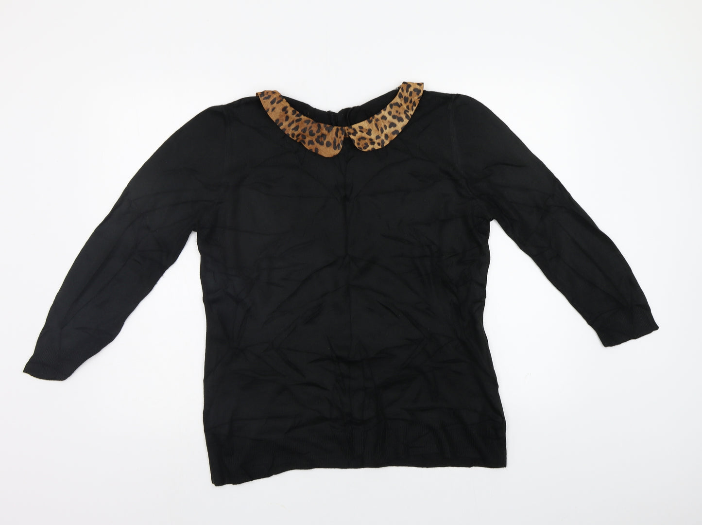 M&S Womens Black Animal Print  Pullover Jumper Size 16
