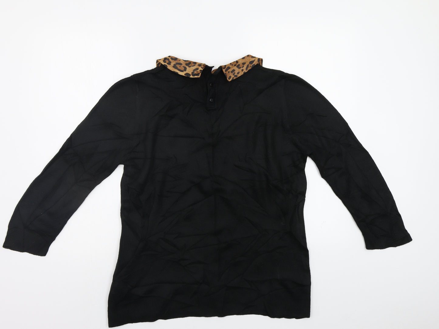 M&S Womens Black Animal Print  Pullover Jumper Size 16